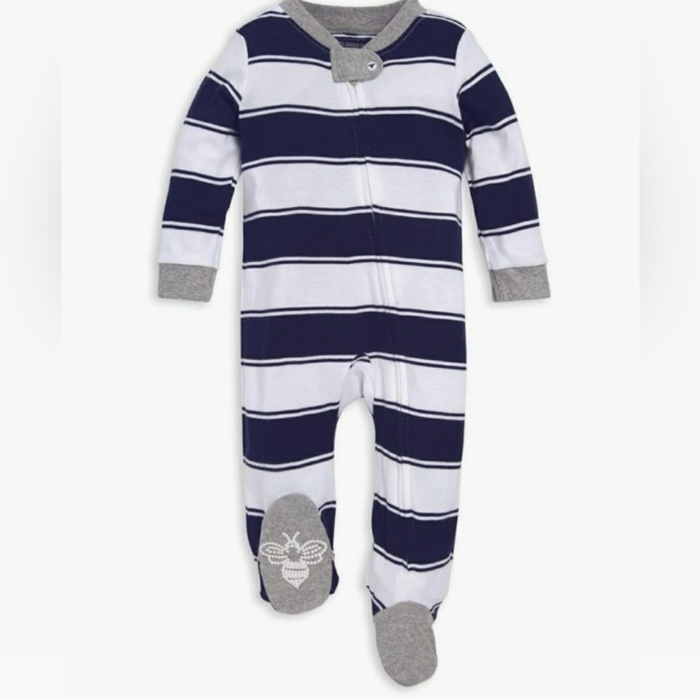 Burts Bees Baby Sleeper Blue White Gray NWT Baby Clothes Pajamas Play n Sleep